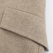 Abrigo Largo En Mezcla De Lana Beige Con Cuello Doblable Y Forro Completo Colección Exclusiva