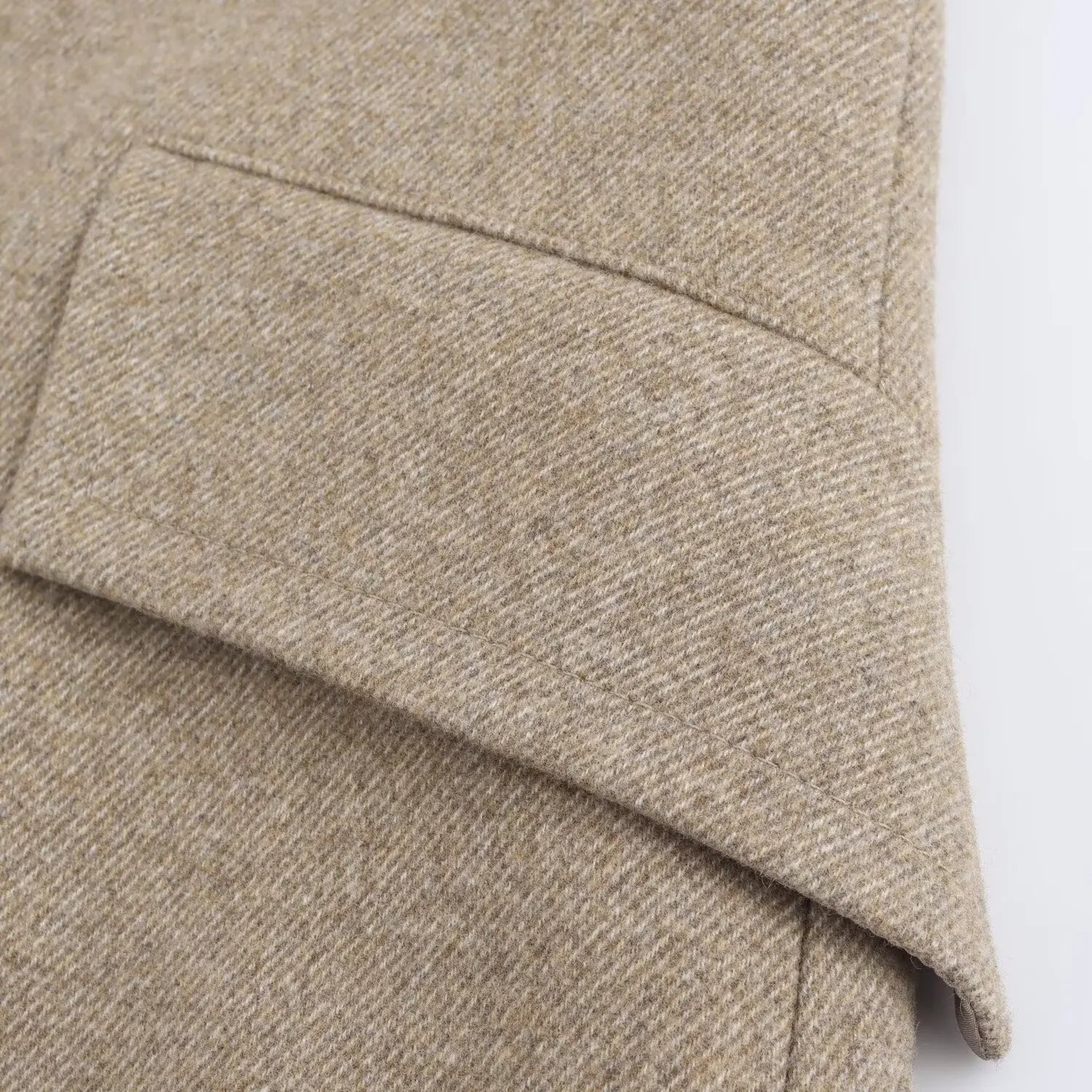 Abrigo Largo En Mezcla De Lana Beige Con Cuello Doblable Y Forro Completo Colección Exclusiva