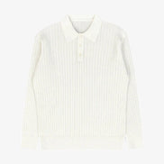 Polo De Tejido Canalé Negro De Manga Larga Con Gola Estructurada Y Botones Edición Exclusiva De Colección