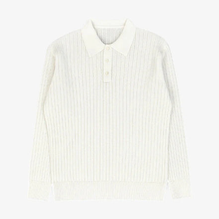 Polo De Tejido Canalé Negro De Manga Larga Con Gola Estructurada Y Botones Edición Exclusiva De Colección