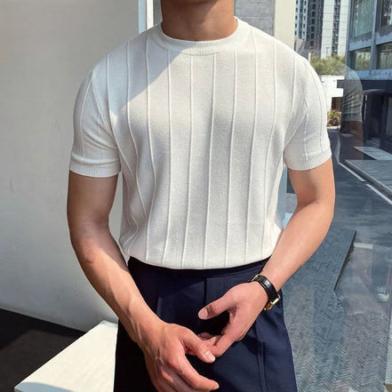 Camiseta Masculina De Punto Canalé Premium Con Tejido De Secado Rápido Para Primavera Verano Exquisita Edición Limitada