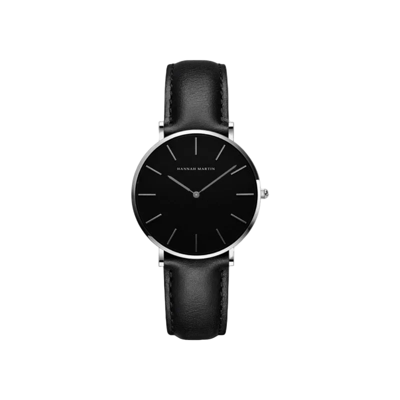 Hannah Martin Reloj Noir Curve Slim Leather Cuero Fino Edición Limitada Para Coleccionistas