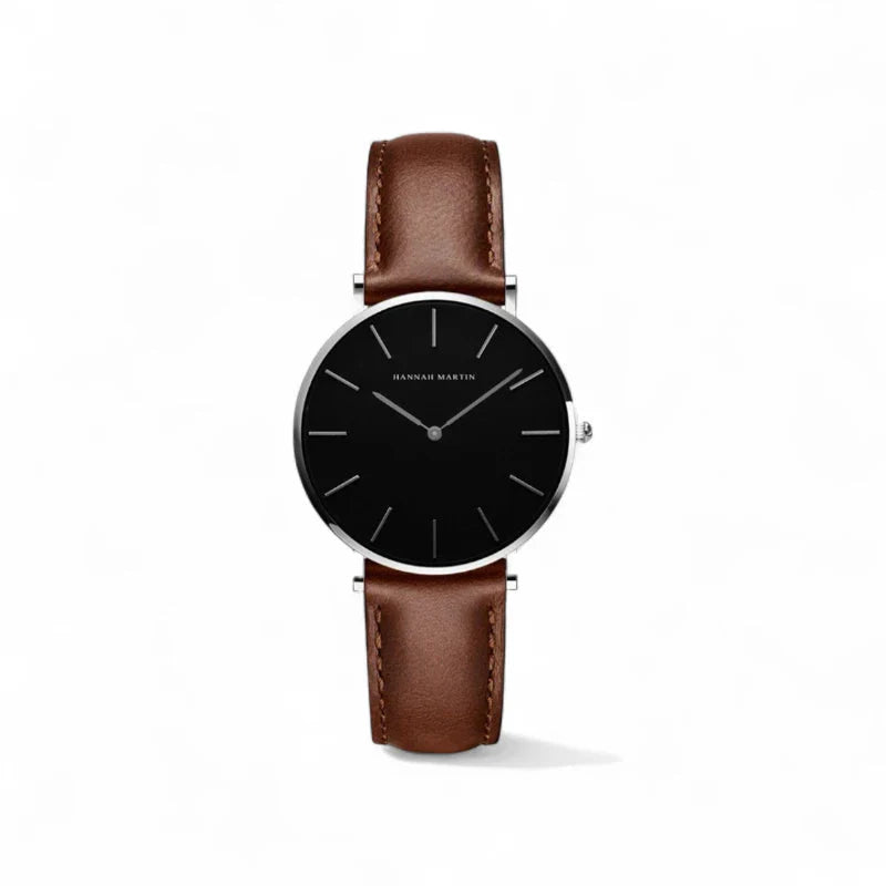 Hannah Martin Reloj Noir Curve Slim Leather Cuero Fino Edición Limitada Para Coleccionistas