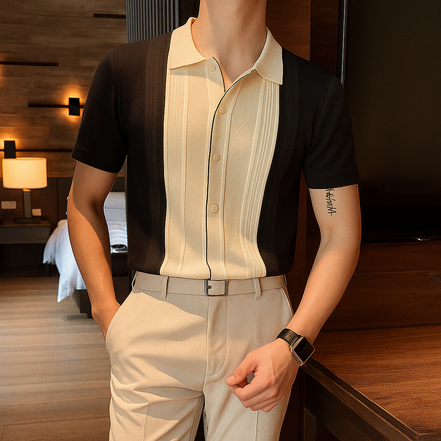 Old Money Camisa Polo Colección Británica De Punto Ligero Con Cuello Contraste Edición Limitada