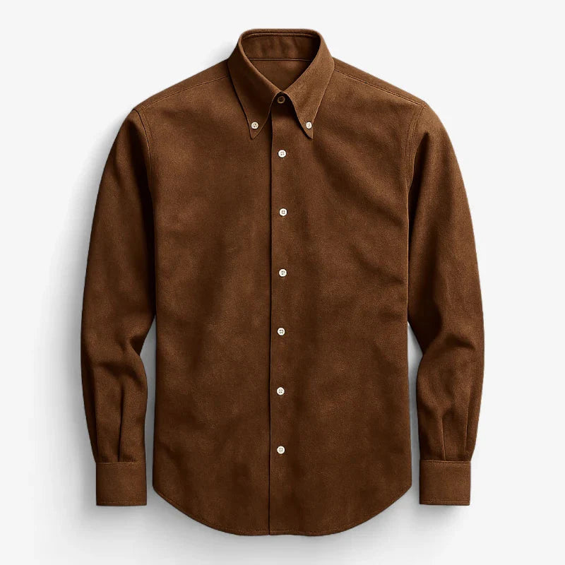 Old Money Camisa de Algodón Marrón Cuello Estructurado Colección Exclusiva Edición Limitada