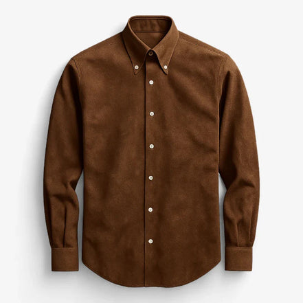 Old Money Camisa de Algodón Marrón Cuello Estructurado Colección Exclusiva Edición Limitada