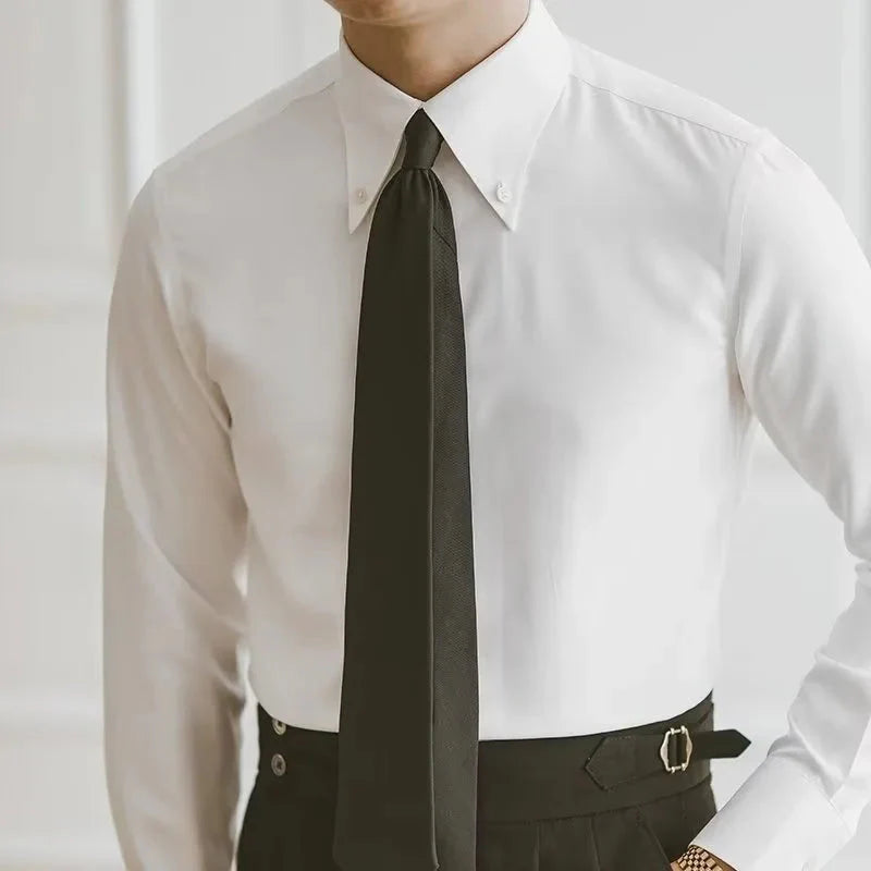 Old Money Camisa de Algodón Marrón Cuello Estructurado Colección Exclusiva Edición Limitada