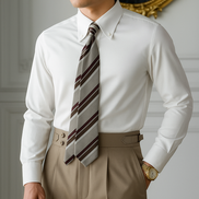 Old Money Camisa de Algodón Marrón Cuello Estructurado Colección Exclusiva Edición Limitada