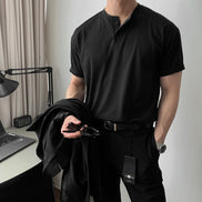 Camiseta Henry Collar de la Colección Old Money, Poliéster Suave, Estilo Minimalista y Exclusivo