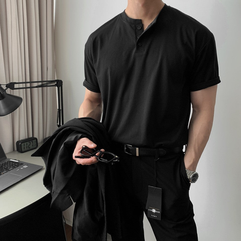 Camiseta Henry Collar de la Colección Old Money, Poliéster Suave, Estilo Minimalista y Exclusivo