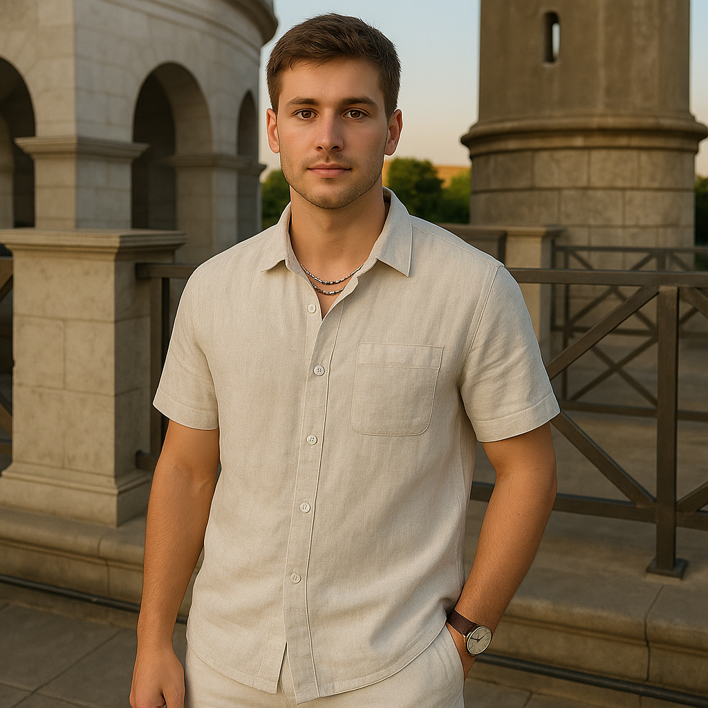 Old Money Linen Camisa De Verano Lino Textura Transpirable Colección Vintage Exclusiva