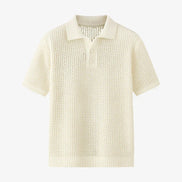 Old Money Polo De Malla Mesh Knit Tejido Abierto Y Caída Relajada Exclusiva Y Distinción