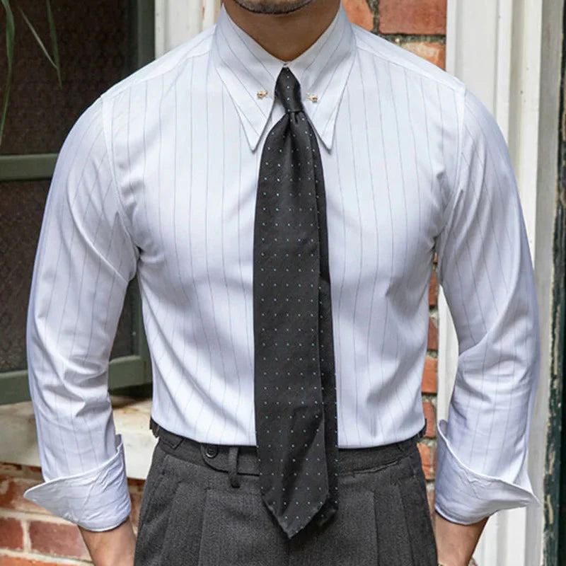 Old Money Camisa De Rayas Tejido Amplio Colección Lujo Edición Limitada Para Estilos Sofisticados