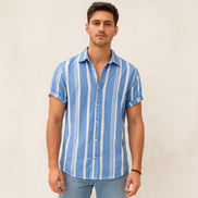 Old Money Camisa a Rayas Poliéster Vintage Exclusiva