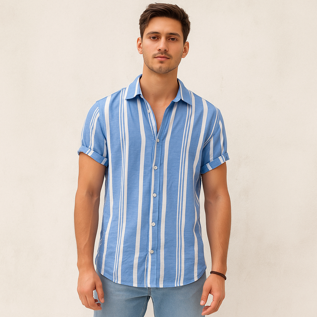 Old Money Camisa a Rayas Poliéster Vintage Exclusiva