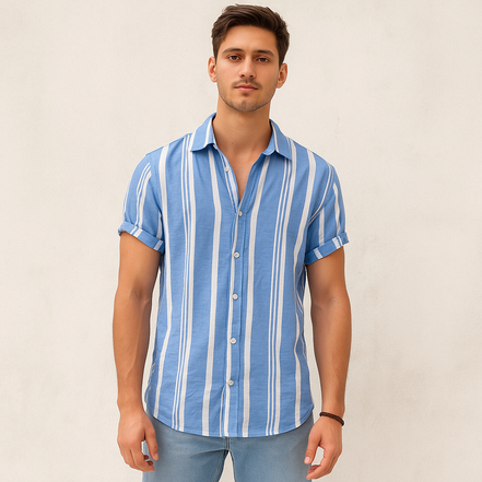 Old Money Camisa a Rayas Poliéster Vintage Exclusiva