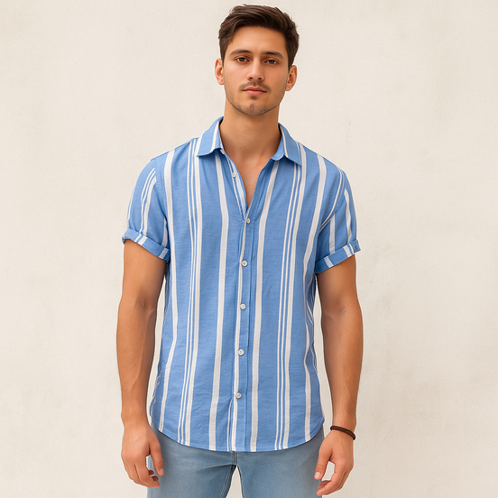 Old Money Camisa a Rayas Poliéster Vintage Exclusiva