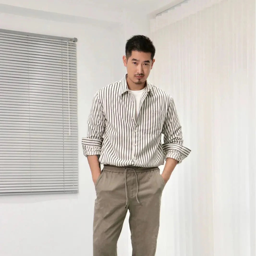 Old Money Camisa Rayada Botones Colección Exclusiva