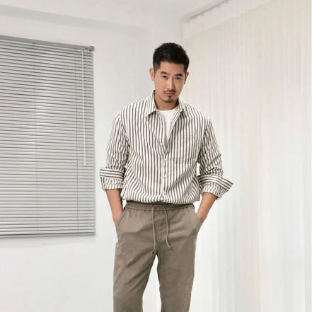 Old Money Camisa Rayada Botones Colección Exclusiva