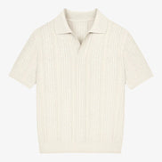 Polo De Punto Fino Abierto Elegante Colección Luxe Edición Limitada Verano Ligero