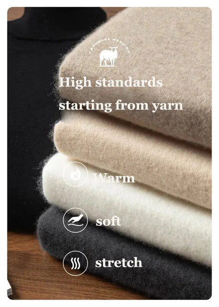 Suéter De Cuello Alto En Cashmere Puro Lujo Suave Para Invierno Edición Limitada Exclusiva
