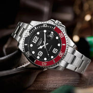 Ghost Reloj Masculino, Acero Pulido, Bisel Bicolor, Movimiento Cuarzo, Colección Diver Selecta