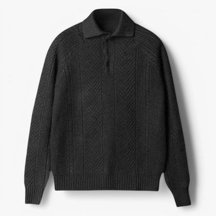Polo de Punto Texturizado de Lana Suave Edición Limitada Exclusiva para Estilo Clásico