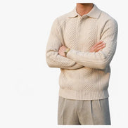 Polo de Punto Texturizado de Lana Suave Edición Limitada Exclusiva para Estilo Clásico