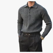Polo de Punto Texturizado de Lana Suave Edición Limitada Exclusiva para Estilo Clásico