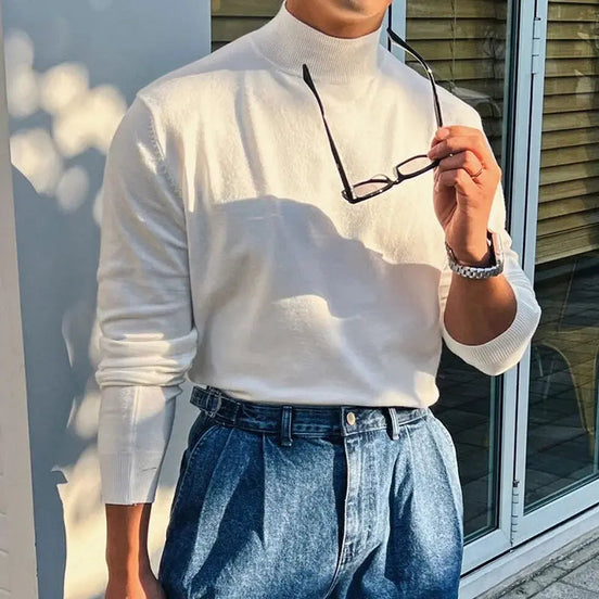 Suéter Slim Cuello Alto Tejido Plano Premium Colección Exclusiva Para Estilos Contemporáneos