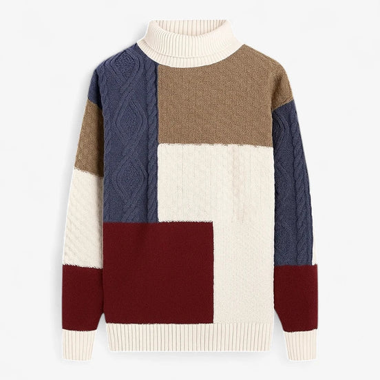 Suéter Patchwork Vintage Tricotado Por Computador Con Textura Clásica Edición Limitada