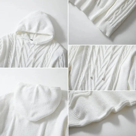 Sudadera Con Capucha Vintage De Punto Trenzado Y Cuello Abotonado Edicion Limitada