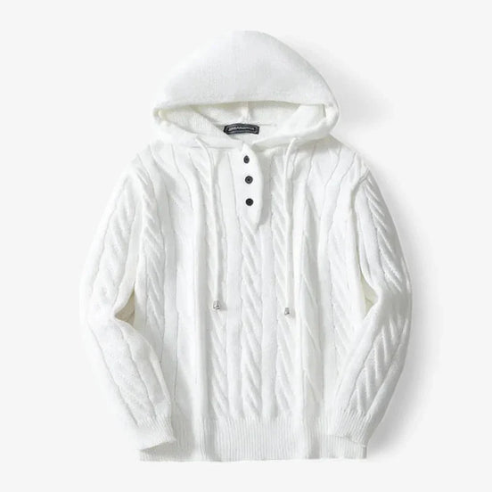 Sudadera Con Capucha Vintage De Punto Trenzado Y Cuello Abotonado Edicion Limitada