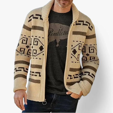Cardigan de Punto Geométrico Vintage Acrílico Suave Colección Geométrica Vintage Edición Limitada
