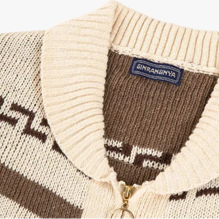 Cardigan de Punto Geométrico Vintage Acrílico Suave Colección Geométrica Vintage Edición Limitada