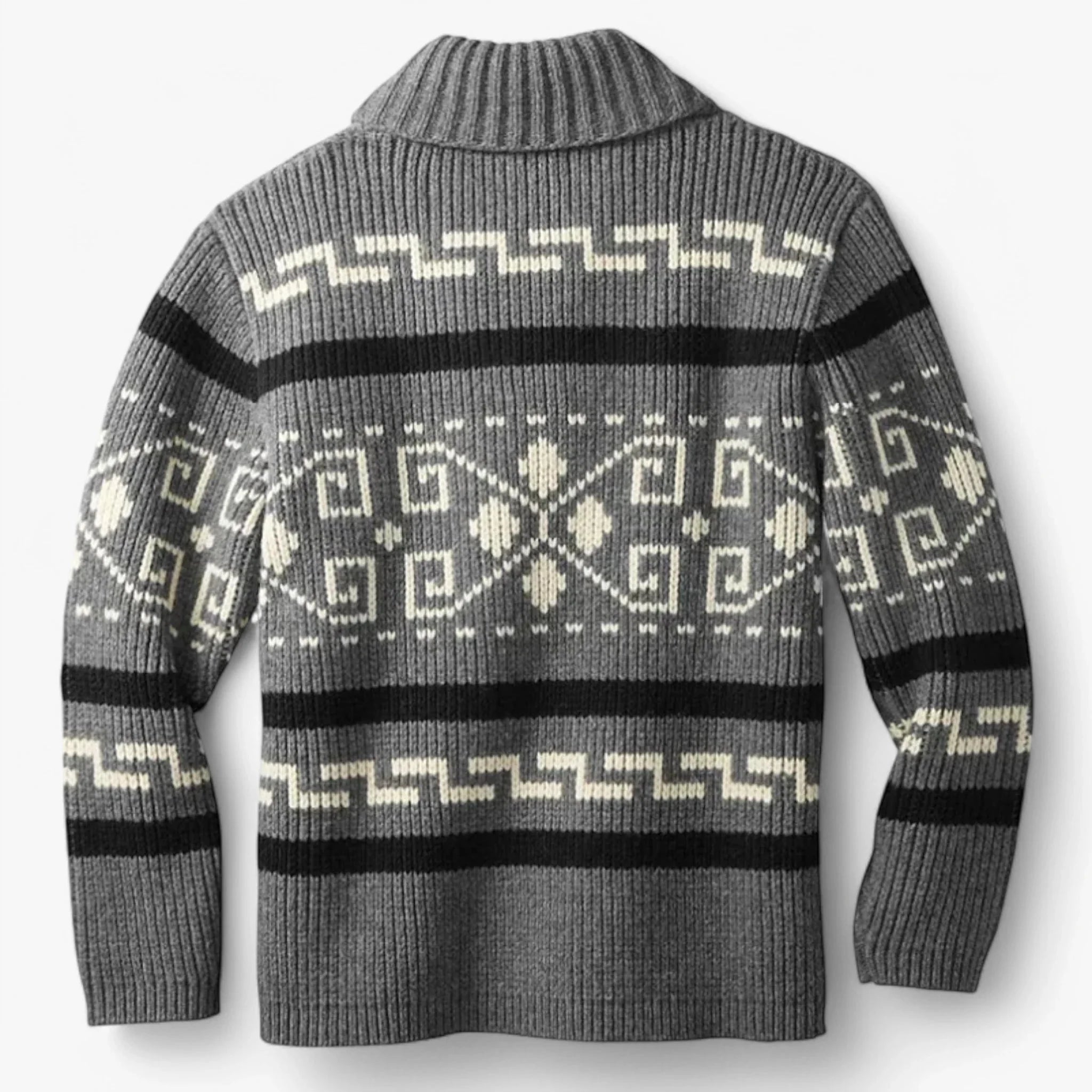 Cardigan de Punto Geométrico Vintage Acrílico Suave Colección Geométrica Vintage Edición Limitada