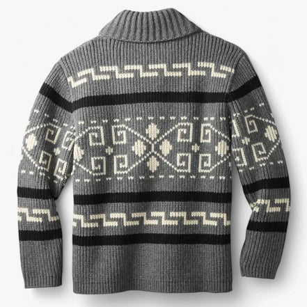 Cardigan de Punto Geométrico Vintage Acrílico Suave Colección Geométrica Vintage Edición Limitada