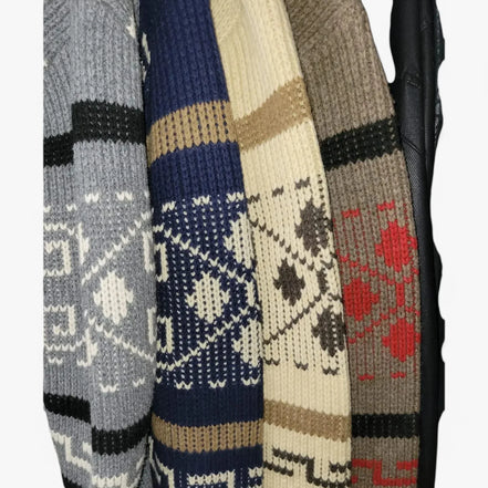 Cardigan de Punto Geométrico Vintage Acrílico Suave Colección Geométrica Vintage Edición Limitada