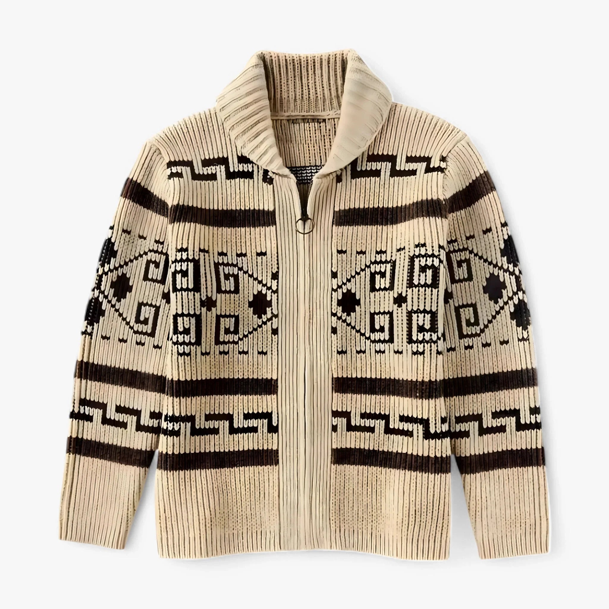 Cardigan de Punto Geométrico Vintage Acrílico Suave Colección Geométrica Vintage Edición Limitada