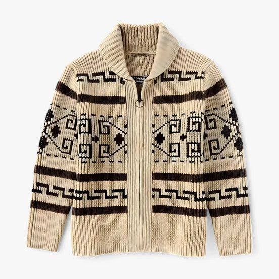 Cardigan de Punto Geométrico Vintage Acrílico Suave Colección Geométrica Vintage Edición Limitada