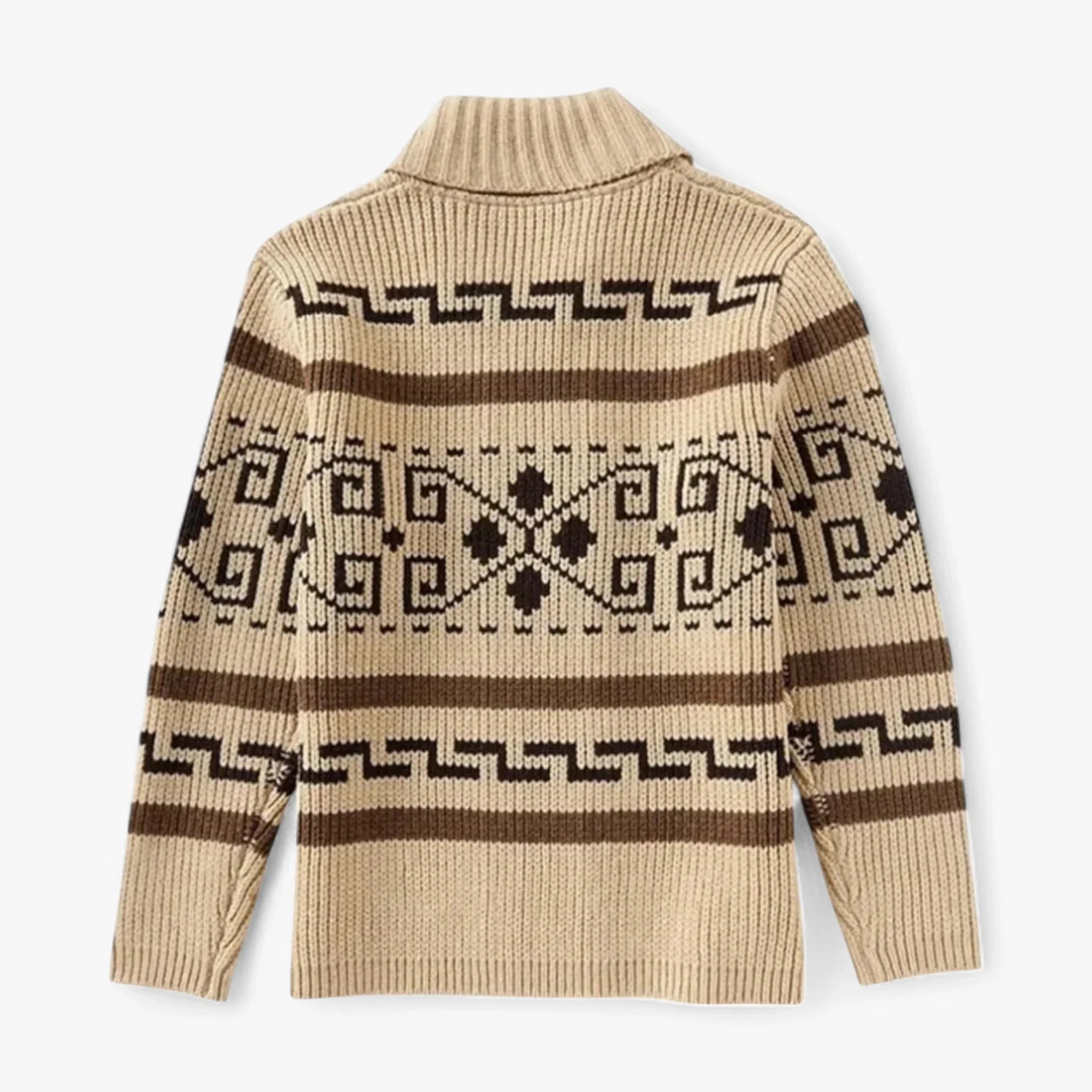 Cardigan de Punto Geométrico Vintage Acrílico Suave Colección Geométrica Vintage Edición Limitada