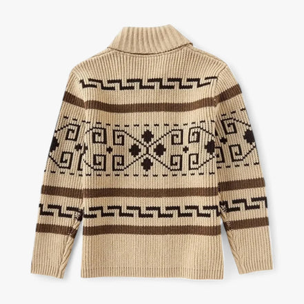 Cardigan de Punto Geométrico Vintage Acrílico Suave Colección Geométrica Vintage Edición Limitada