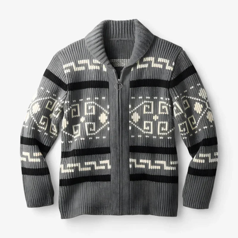 Cardigan de Punto Geométrico Vintage Acrílico Suave Colección Geométrica Vintage Edición Limitada