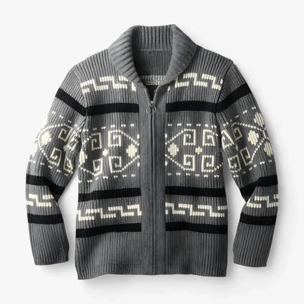 Cardigan de Punto Geométrico Vintage Acrílico Suave Colección Geométrica Vintage Edición Limitada