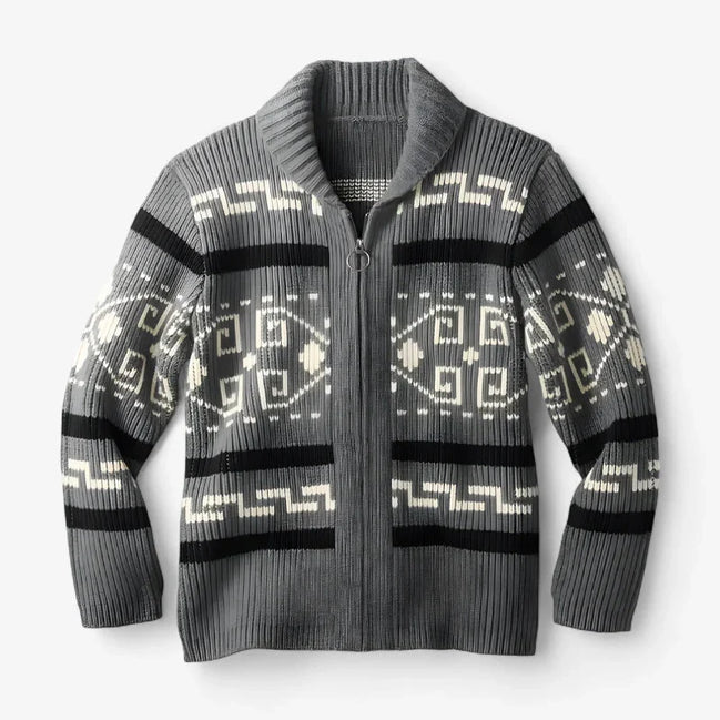 Cardigan de Punto Geométrico Vintage Acrílico Suave Colección Geométrica Vintage Edición Limitada