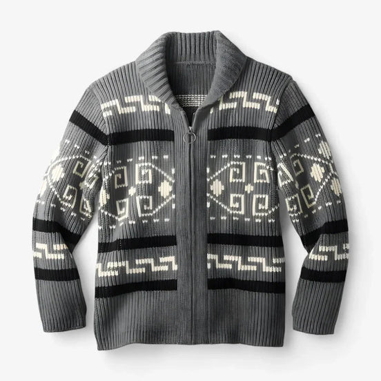 Cardigan de Punto Geométrico Vintage Acrílico Suave Colección Geométrica Vintage Edición Limitada